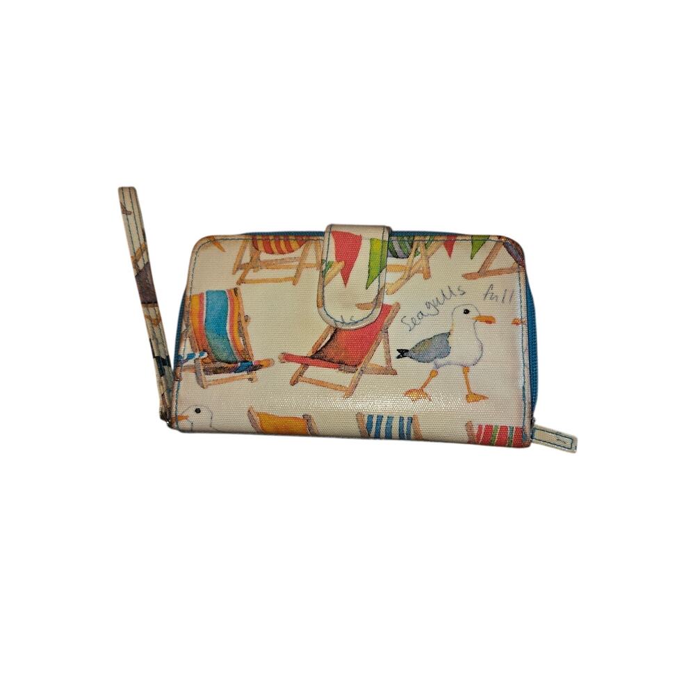 NWT Women's Zip-Around Wristlet Wallet - Beach Scene & Seagulls Novelty Print"